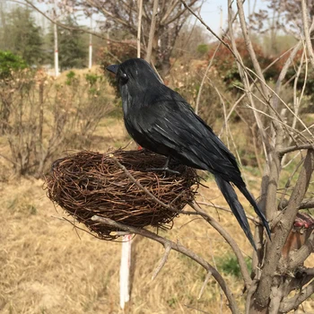 

12 Pcs Artificial Decorative Birds Realistic Crows Ravens for Home Garden Tree Decoration