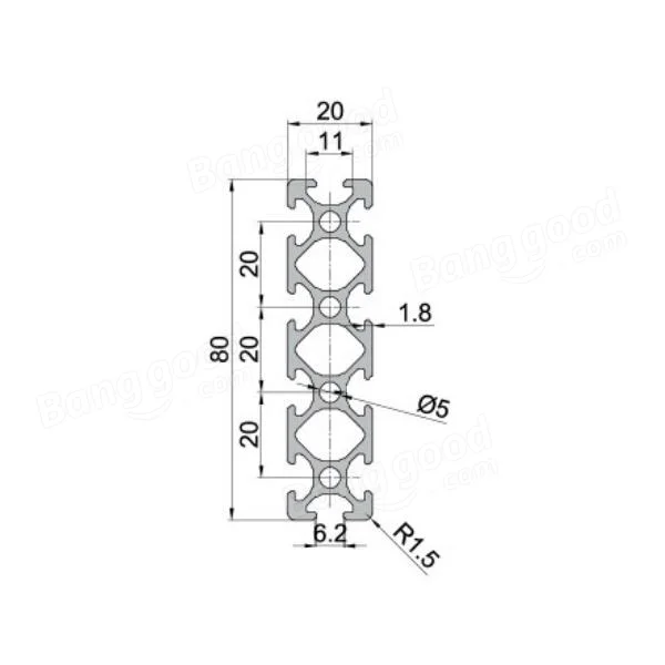 200/300/400mm Length 2080 T-Slot Aluminum Profiles Extrusion Frame For CNC