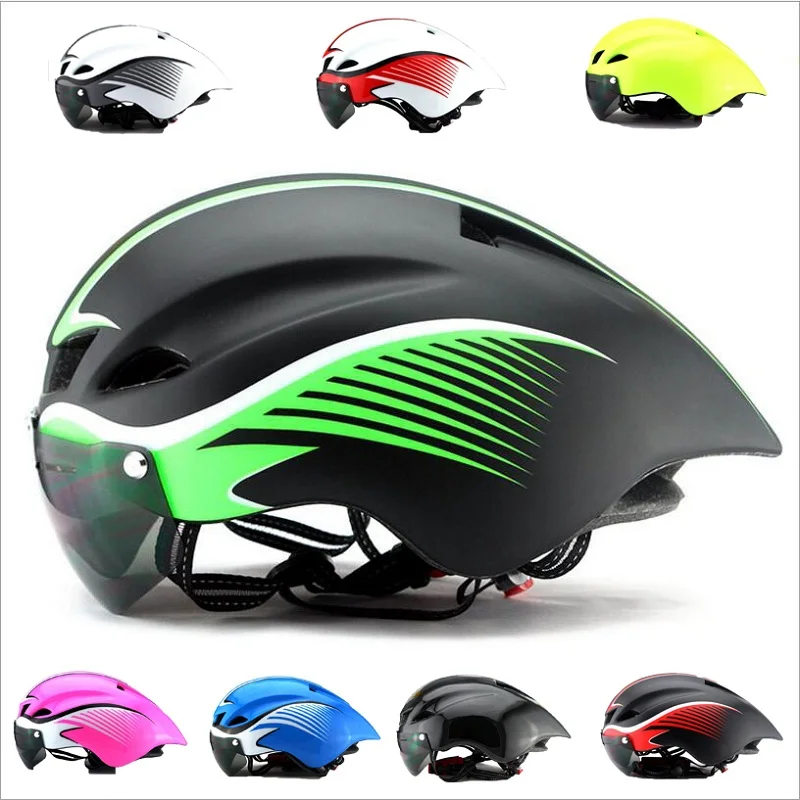 

12 Color In-mold cycling helmet with lens Ultralight goggles bicycle helmet EPS+PC casco mtb road mountain bike helmet men/women
