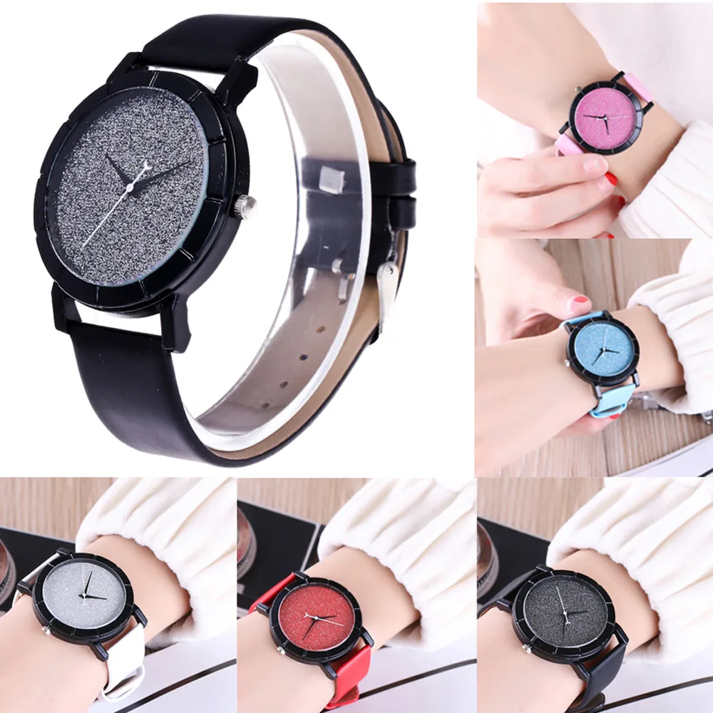 

Women Leisure Time Faux Leather Analog Simple Clock Dial Wrist Watch Luxury Bracelet Women Watches Digital Relogio Feminino Saat