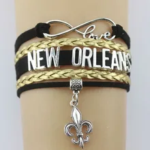 Стиль Орлеан Браслеты Шарм из плетеной кожи, ручной работы серебристый цветок под старину браслеты с подвесками для женщин мужчин Рождественский подарок