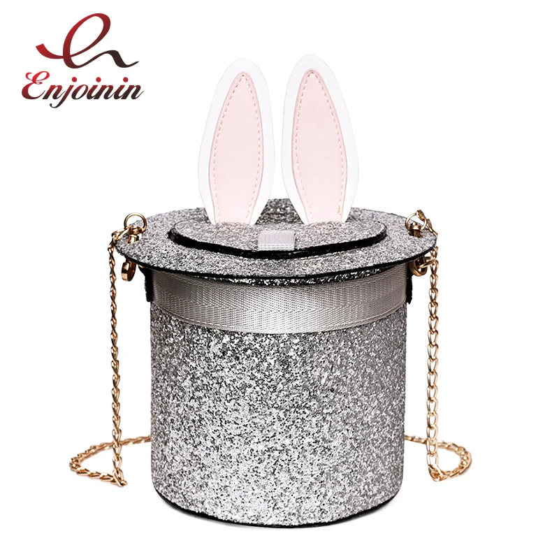 

Cute Sequins Bunny Ears Fashion Bucket Style Ladies Shoulder Bag Tote Crossbody Mini Messenger Bag Chain Purse Bolsa Casual Bag