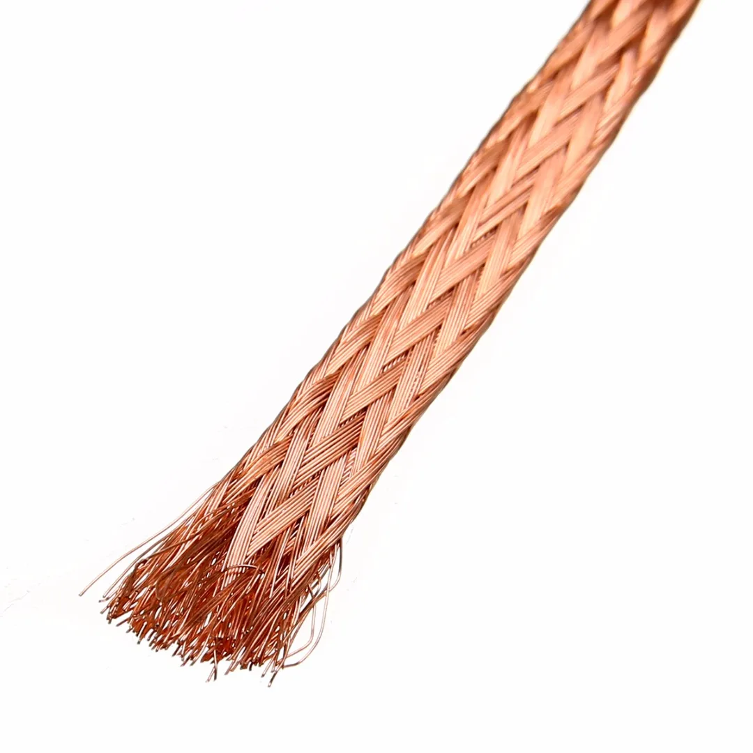 1m 3.3ft Length Flat Pure Copper Braid High Flexibility 6mm Width Cable Bare Copper Braid Wire Connect Ground Lead