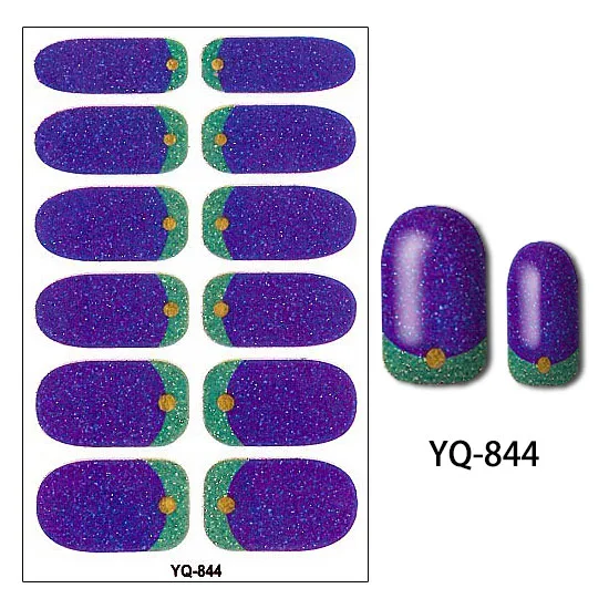 Блестящие наклейки для ногтей YQ с серебряным блеском, 28 дизайнов, 1 шт., полное покрытие, украшение для дизайна ногтей для женщин, инструмент для маникюра, наклейка для красоты - Цвет: YQ-844