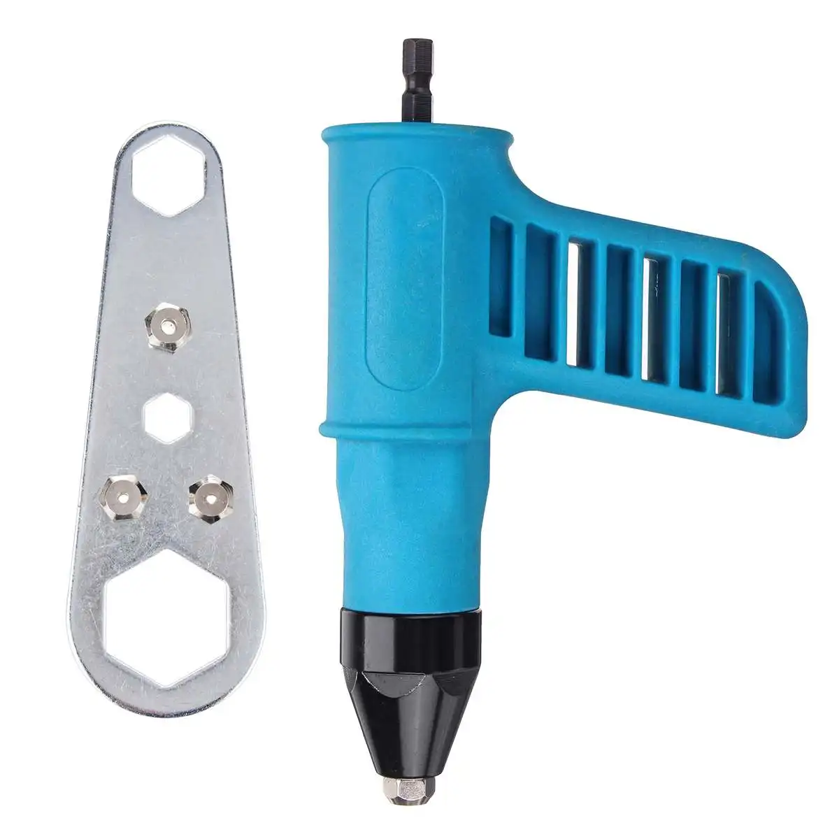 

Cordless Riveter Nail Gu n Electric Drill Tools Kit Riveter Adapter Insert Nut +Wrench +Convertible Nozzles