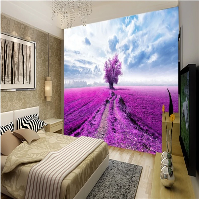 

beibehang Large custom wallpapers lavender flowers sea bedroom sofa living room TV backdrop papel de parede para sala estar