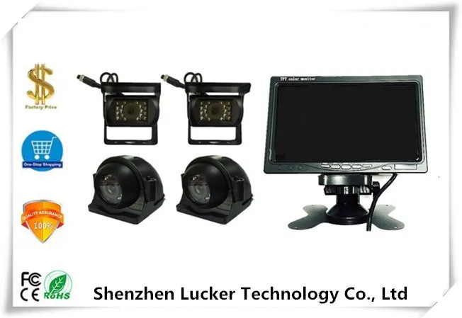 

Vehicle CCTV System 7Inch Monitor 4 Split Quad LCD with Four IP67 Rear View Reversing Camera DC12-24V car bus truck