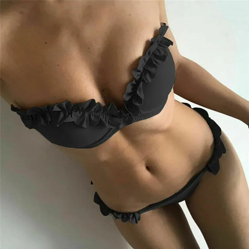 

Summer Solid Color Sexy High Waist Bandage Swimwear Bikini Set Swimwear Swimsuit