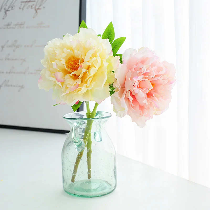 rose artificial Flower silk Peony  fake peonies yellow pink blue  (5)