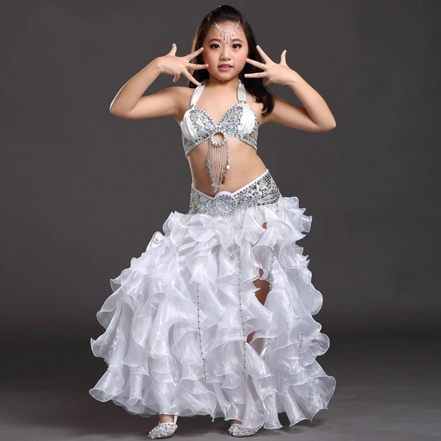 Disfraz de danza del vientre con cuentas para niña y niño, trajes de danza  India, danza Oriental del vientre, Top de lentejuelas, sujetador, cinturón  y traje de falda, 8 colores - AliExpress