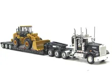 Norscot 55208 Caterpillar Cat KENWORTH W900 triaxle with 950H Diecast 1:50
