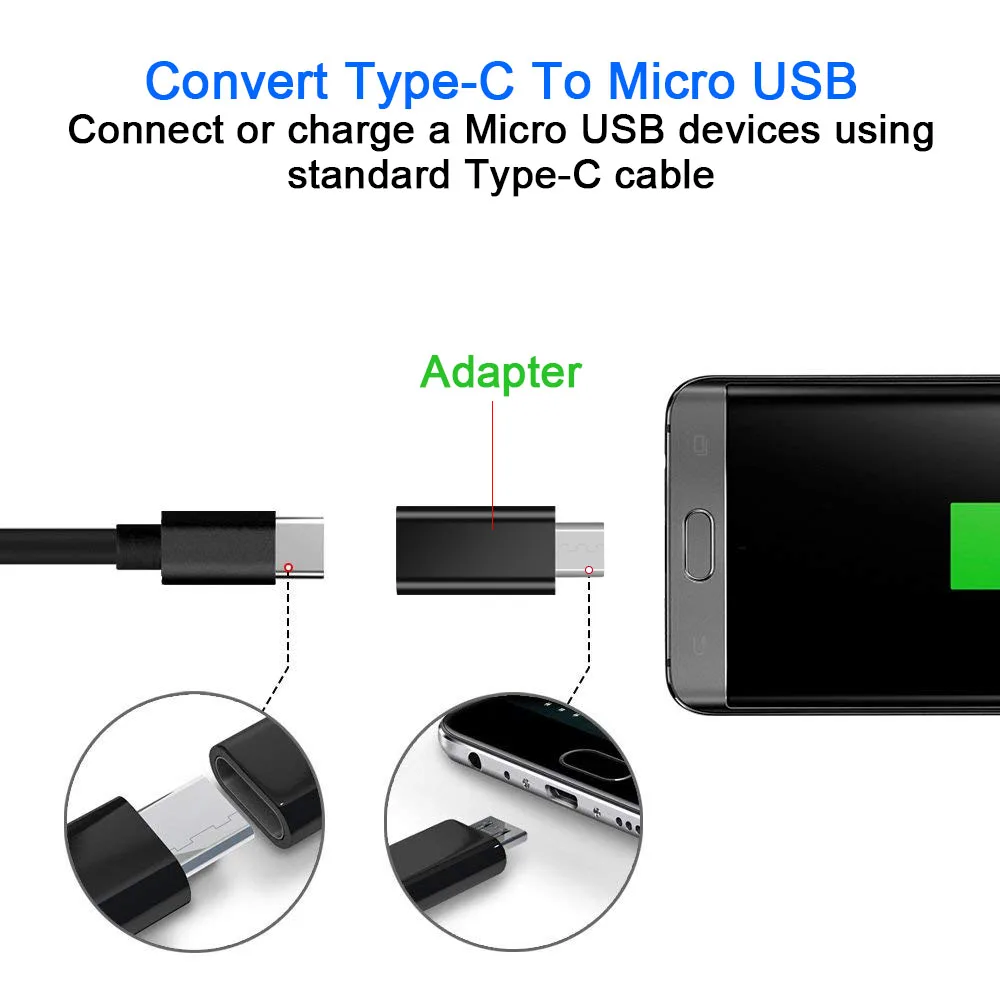 NYFundas 3 шт. usb c к micro usb адаптер для samsung Galaxy S7 S6 edge huawei honor 8x Xiaomi Redmi Note 5 6 Pro 4 LG кабель usbc