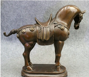 

Antique bronze Pure Copper Brass 12 " Folk chinesa Pure Bronze animais do ano Tang cavalo