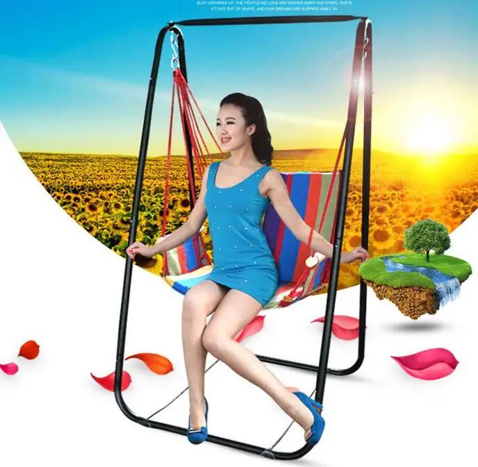 Hot selling portable outdoor adult breathable comfortable hammock swing indoor children hammock chair with metal foothold Hot selling portable outdoor adult breathable comfortable hammock swing indoor children hammock chair with metal foothold