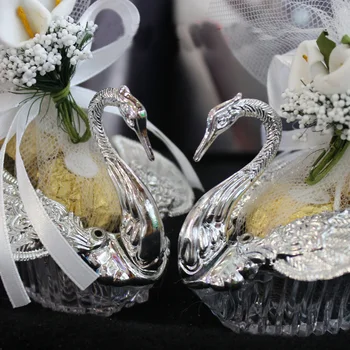 

new arrival Free shipping 20pcs/lot SILLVER SWAN wedding gift box , TE10