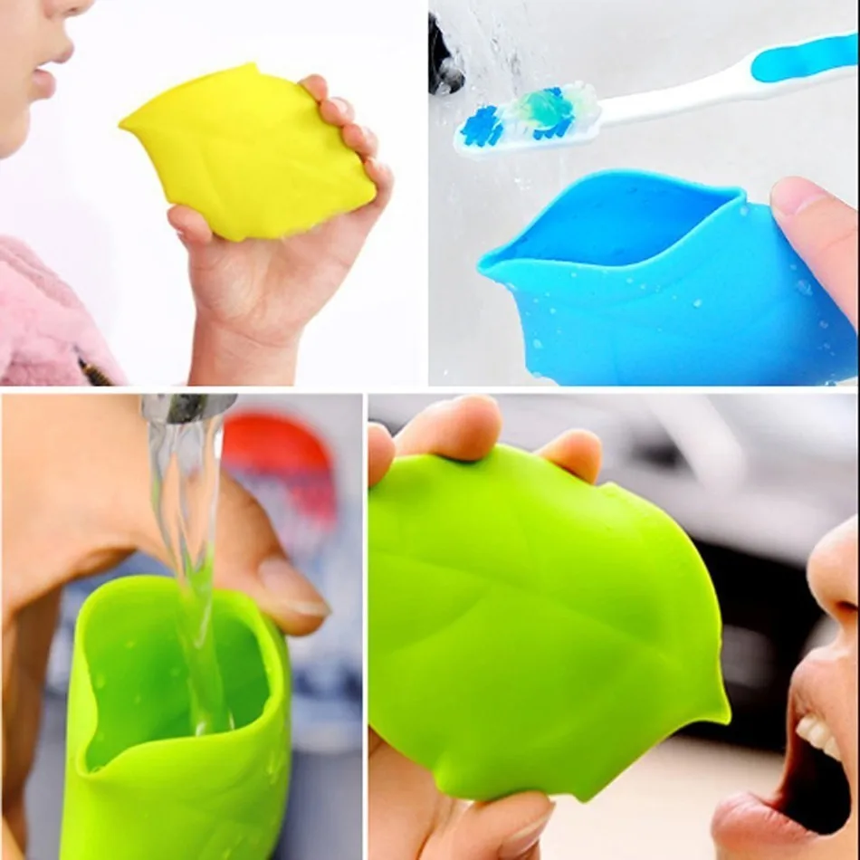 Útil plegable portátil Arce forma de silicona taza de lavado de dientes enjuague recipiente creativo al aire libre Camping Picnic