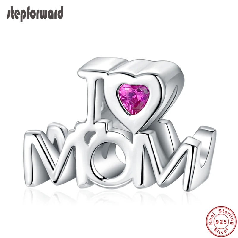 Шаг вперед 100% 925 пробы серебро I Love Mom (Я люблю маму) Браслеты с подвесками хороший
