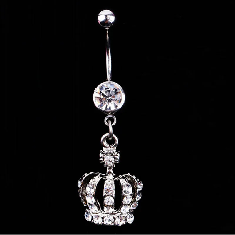 

New Fashion Chic Navel Belly Button Ring Crystal Piercing Navel Crown Rhinestone Silver Piercing Navel Body Jewelry