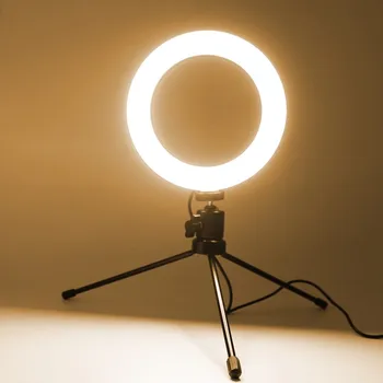 

6 Inch led ring light photo ring lamp adjustable 3200-5600 K photographic self-timer video tape mini tripod USB plug