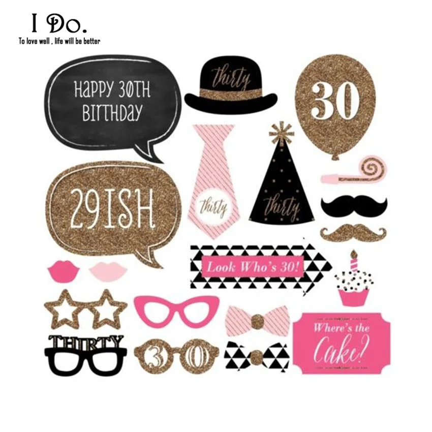 

Free Shipping 20 pcs/lot Photo Booth Props Photobooth For 30th Brithday Party Decoration Event & Party Supplies