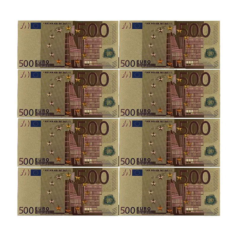 Color Euro Banknotes 10pcs/lot 500 EUR Gold Foil Banknote for Collection and Gifts EU Money Exquisite Craft