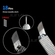 50Pcs Professional Permanent Makeup Microblading Eyebrows Needle 3 Rows 6 Columns 18 Needles Blades For Microblading Manual Pen
