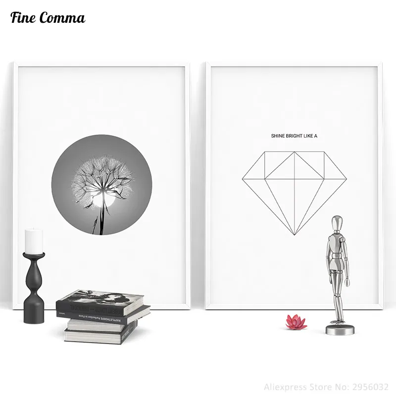 

Scandinavian Decor Shine Like a Diamond Dandelion Nordic Posters and Prints Wall Picture for Living Room Wall Art Canvas Print