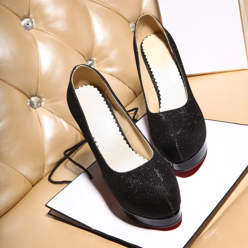 Женские туфли-лодочки модные туфли на платформе и высоком каблуке элегантные женские вечерние туфли с круглым носом размеры 33-47 T-8013