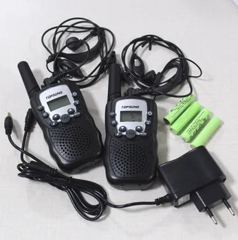 

Kids walkie talkie pair T388 PMR/FRS radios VOX talkie radios led flashlight 99 private code w/ batteries charger vox earphones