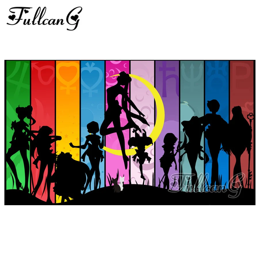 

FULLCANG diy large diamond painting "sailor moon" 5d mosaic cross stitch rhinestone embroidery full drill hobby G1055