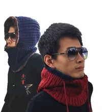 Для мужчин связан из шерсти Skullies шапочки на осень-зиму бархат капот корейский взрослой моды хаки, черный синий серый коричневый красное вино шапка