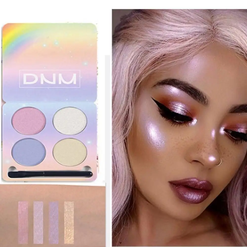 4 Colors Glitter Eyeshadow Powder Palette Highlighter Face Concealer