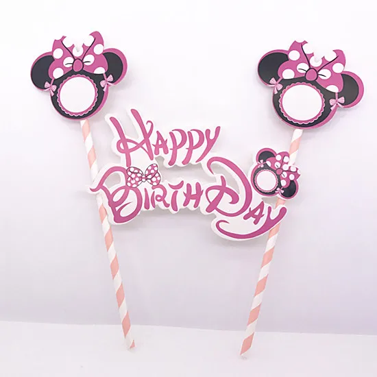 HOT Birthday Number 0-9 Candles Cartoon Mickey Minnie Mouse Happy Birthday Candle Cake Cupcake Topper Party Decoration Supplies - Color: Black