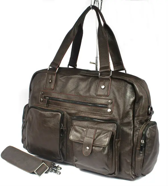 Large Luggage Bag Genuine Leather Travel Bag Men duffle Bag large Leather Shoulder Bag Weekend ...