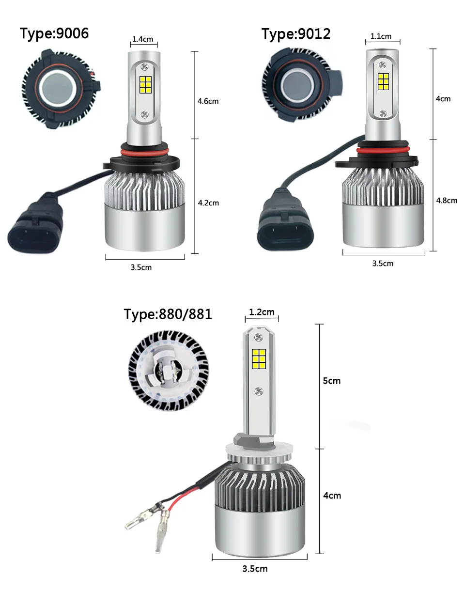 Kafulee фар автомобиля H7 светодиодный H4 H8 H11 H1 H3 H13 HB3 HB4 9005 9006 9007 S2 COB CSP 12 V 24 V 6000 K 72 W фары для 2PSC Автоматическая лампочка свет