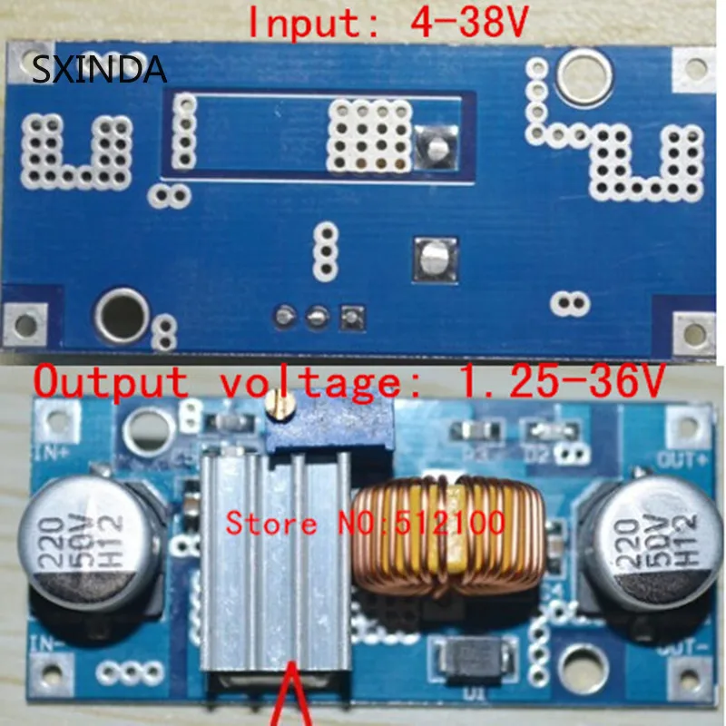 

10pcs/lot High Power 96% 5A DC-DC Step Down Adjustable Power Supply Module Lithium Charger 4~38V 5A DC adjus