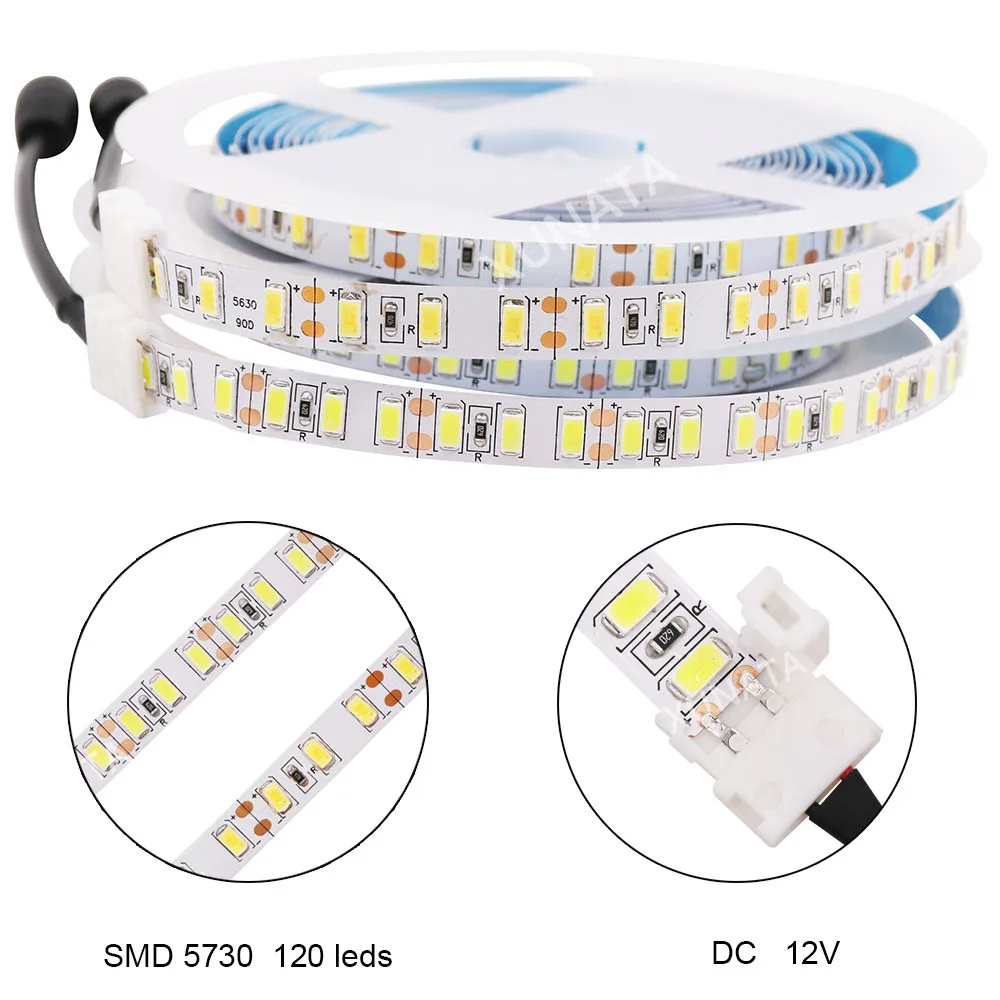 5 м 12В Светодиодная лента Супер ярче SMD 5730 Светодиодная лента светильник не водонепроницаемый 120 светодиодный s/M гибкий светодиодный светильник с разъемом постоянного тока
