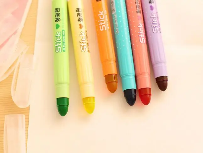 6pcs creative cute solid jelly Candy color Inkless markers pen