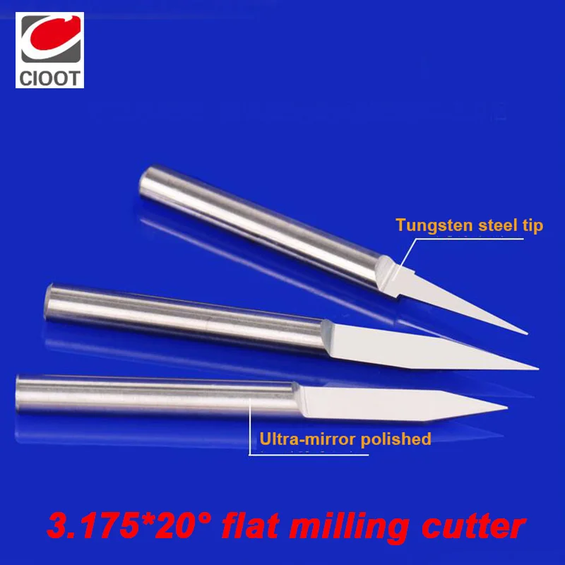 10pcs 20 Angle 3.175mm V Shape Face Mill Cutter CNC Tool Bits PCB Engraving Flat Bottom Cutter