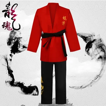 

New good quality Children Taekwondo Uniform Red cotton Karate dobok TKD suit kids basic Style Taekwondo clothes karate-setti