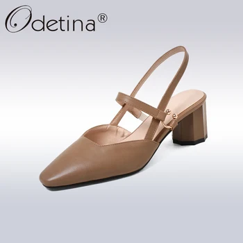 

Odetina Fashion Marry Janes Shoes Band Buckle Strap Summer Women Shoes Chunky Heel Concise Lady Dress Shoes Big Size 32-44