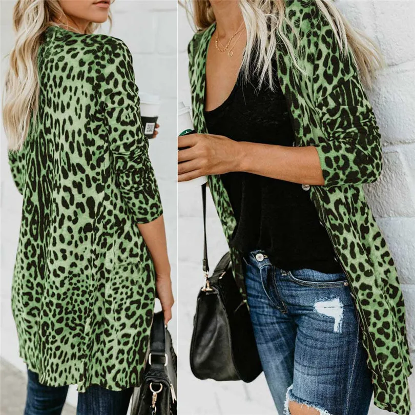  Fashion Womens Autumn Winter Casual Long Sleeve Leopard Print Fashion Coat Bllouse T-Shirt Tops Long coat New Arrival#4F01 (34)