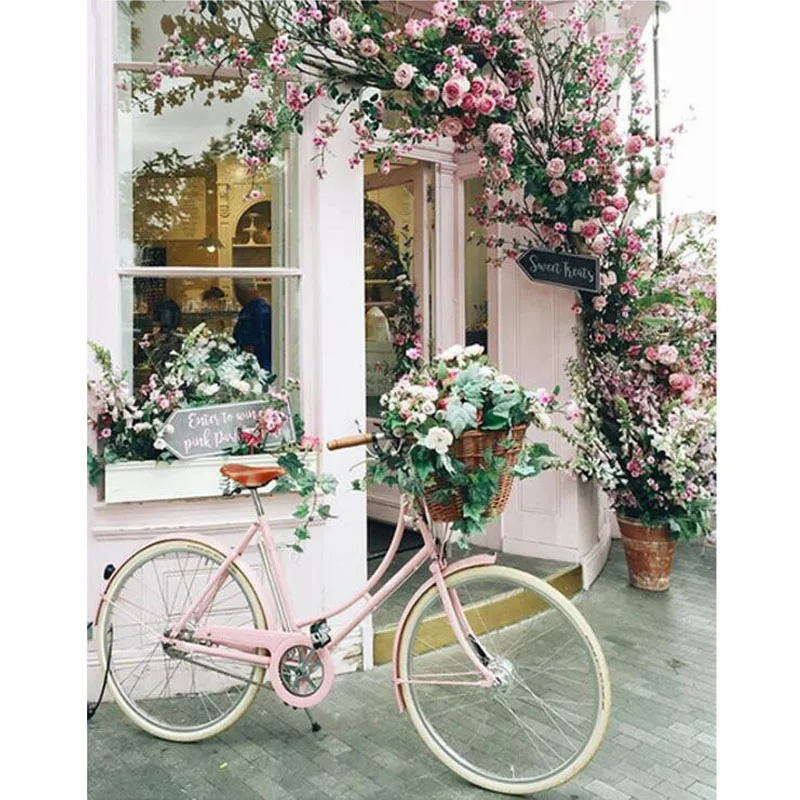 

DIY 5D Diamond Painting Bicycle Picture of Rhinestones Painting Diamond Mosaic Embroidery Flower Door Wedding Decor Art Crafts