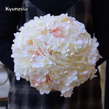 Kyunovia, Шелковый цветок гортензии, букет, жемчужная искусственная Роза, свадебные букеты, украшение, свадебные цветы невесты FE61