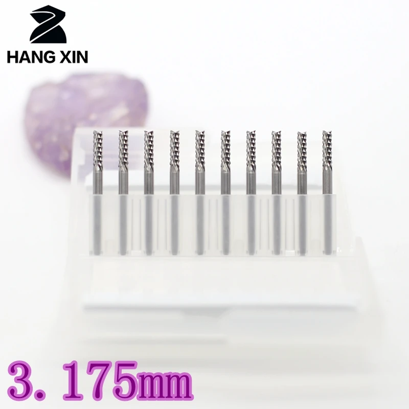 3.175mm 10PCS tungsten carbide lower left cutting corn end mill  CNC end mill Strawberry router tool Router wood rotation