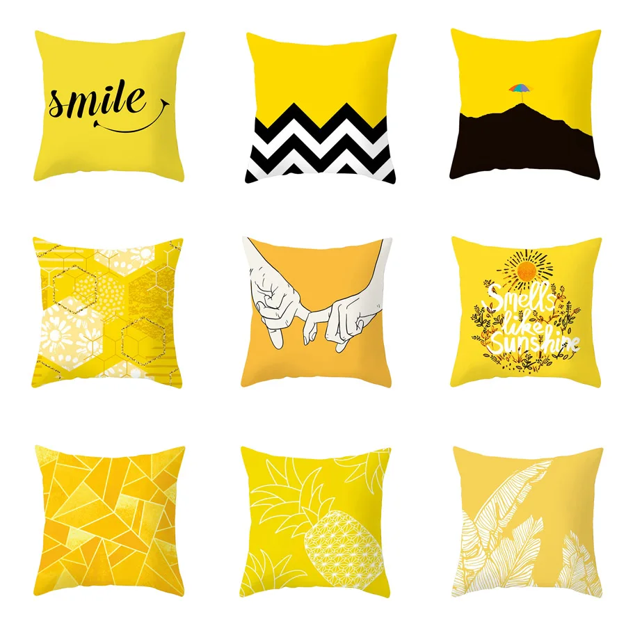 

YWZN Pineapple Yellow Printing Cushion Cover Yellow Pineapple Polyester Throw Pillow Case Decorative Pillowcase Cushion Cover