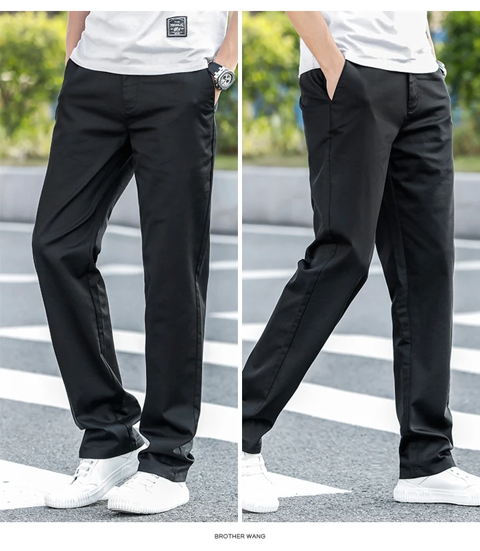 Летние новые мужские тонкие повседневные брюки цвета хаки, деловые модные однотонные высококачественные прямые хлопковые Брендовые мужские брюки