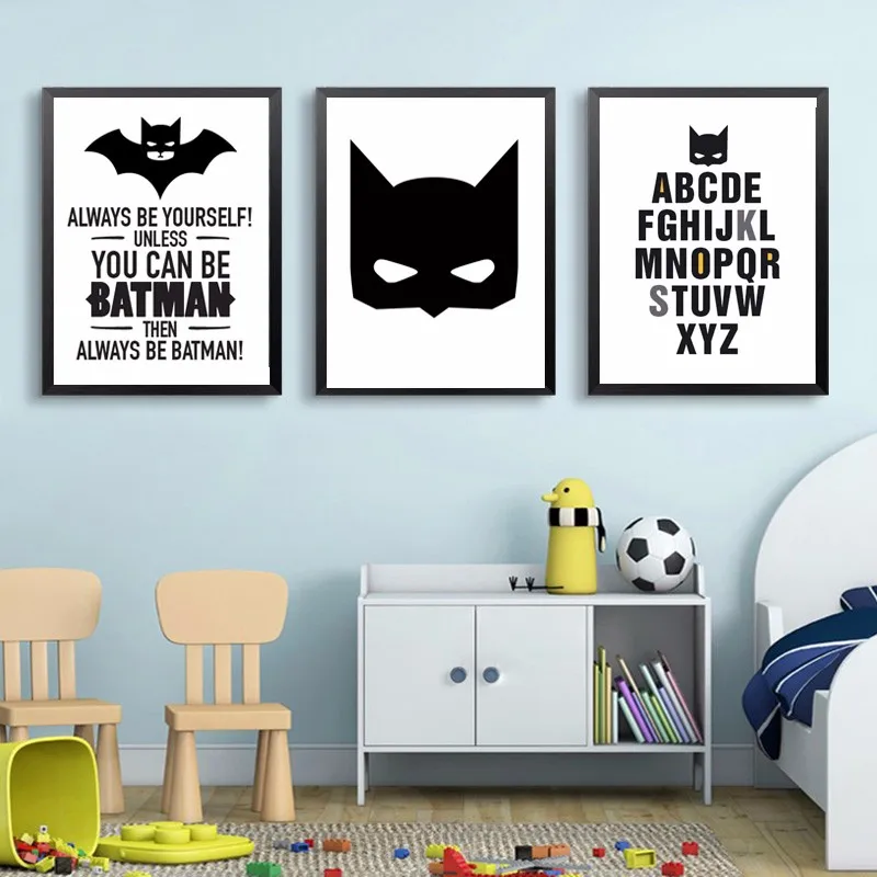 

Super Hero Batman Mask Print Canvas Art Wall Canvas, Nursery Decor Poster Oil Painting Wall Pictures for Living Room, No Frame
