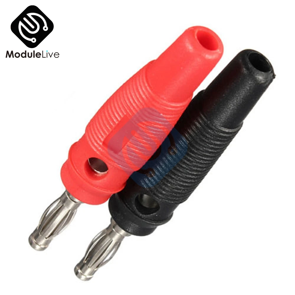 

2PCS Nickel Plated Solderless Speaker Banana Plug Audio Jack Connector Red Black