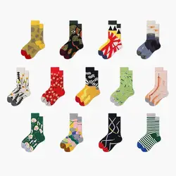 PEONFLY/Новинка 2019 года; сезон осень-зима; Хип-носки для мужчин; уличная мода; мягкие мужские носки из чесаного хлопка с забавным принтом; Sox